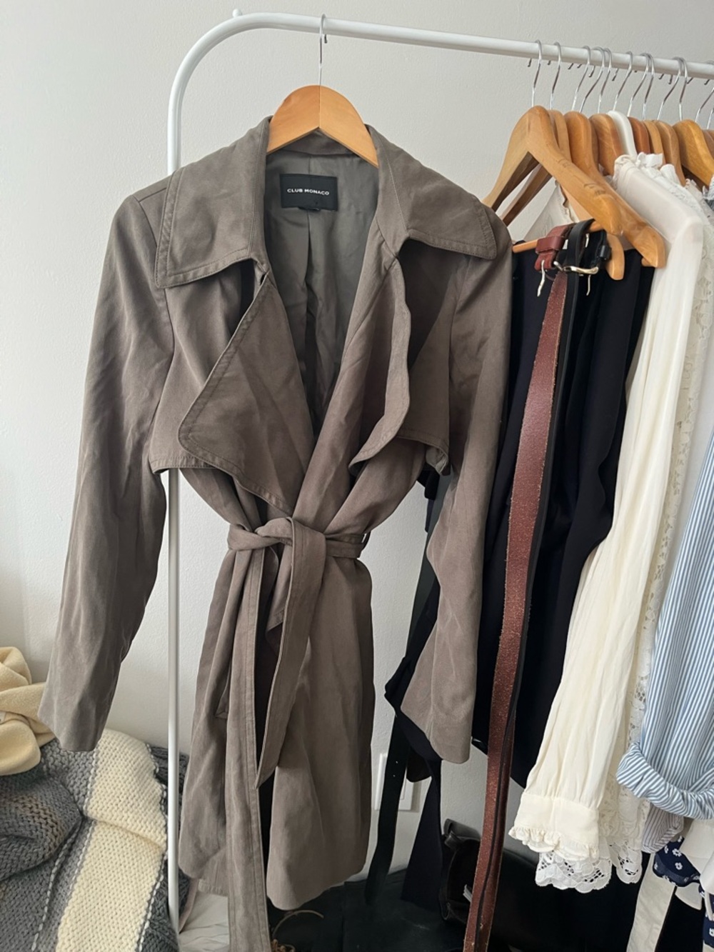 Club Monaco Taupe Belted Trench Coat